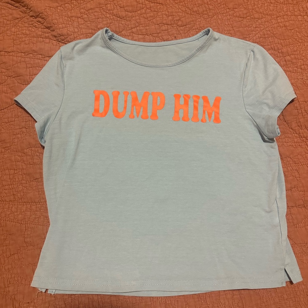 Light blue and orange graphic tee